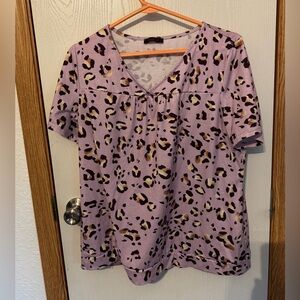 Leopard Print V-Neck Women Top
